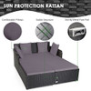 Spacious Outdoor Rattan Daybed with Upholstered Cushions and Pillows-Gray - Color: Gray D681-HW67329GR