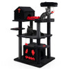 Gothic Cat Tree 49” Tall, 6-Tier Black Cat Tower with Coffin Bed, Scratching Posts & Perches, Gothic Pet Furniture for Cats