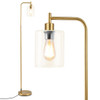 Modern Floor Lamp with Hanging Glass Lampshade & Foot Switch, Stylish Tall Lighting for Living Room, Bedroom, or Office, Smart Bulb Compatible