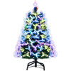 Three-foot green fiber optic Christmas tree with color-changing LED lights and glowing star topper, standing on tabletop with white background