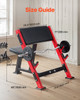 Man performing bicep curls with barbell on heavy-duty preacher bench in home gym setup, emphasizing arm isolation and compact fitness equipment design Man performing bicep curls with barbell on heavy-duty preacher bench in home gym setup, emphasizing arm isolation and compact fitness equipment design
