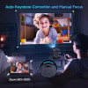 Smart projector interface showing Netflix, YouTube, and Prime Video on a clean white wall Smart projector interface showing Netflix, YouTube, and Prime Video on a clean white wall