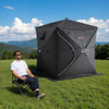 Outdoor Sauna Tent Pro pitched on campsite with mountains in background Outdoor Sauna Tent Pro pitched on campsite with mountains in background