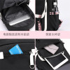 Backpack interior showing padded laptop sleeve holding a 17-inch laptop with organized compartments and notebook Backpack interior showing padded laptop sleeve holding a 17-inch laptop with organized compartments and notebook