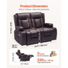 Power reclining loveseat in fully extended position with PU leather finish, dual footrests, and cup holders visible