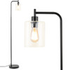 Modern Floor Lamp with Hanging Glass Lampshade and Foot Switch-Black B593-EU10153US