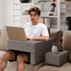 3-Piece Reading Pillow Set Extra Large Lap Desk with Coaster-Gray - Color: Gray D681-JV12606GR
