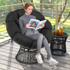 PE Wicker Papasan Chair with Thick and Removable Cushion-Black B593-NP12009