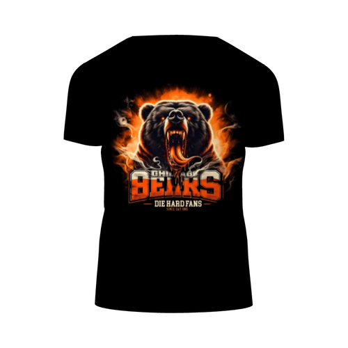 Chicago Bears black t-shirt featuring roaring bear fiery Die Hard Fans graphic bold limited edition NFL fan apparel