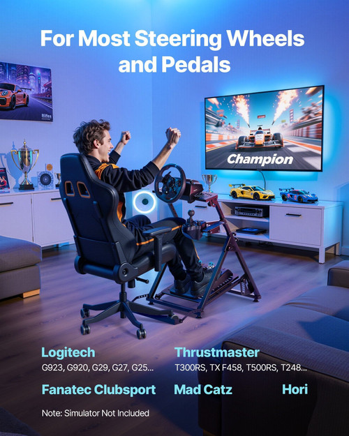 Assembling the Adjustable Foldable Racing Wheel Stand for Logitech and Thrustmaster wheels with clear instructions and included hardware.