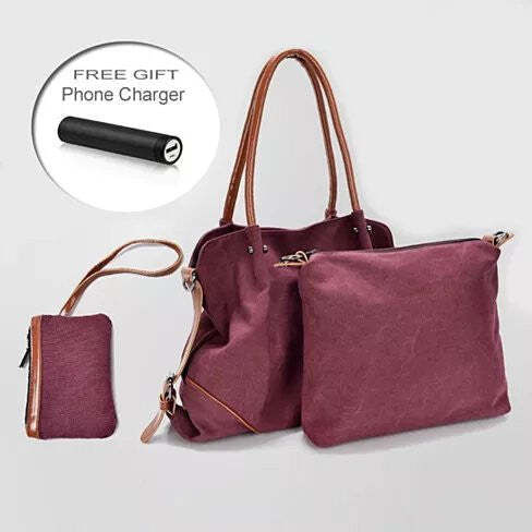 Color: Flamingo Pink - TRIBEKA 3 In 1 Shoulder Bag Plus Free Smartphone Charger From The Journey Co K290-5723287685