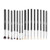 15 professional makeup brushes styled with eyeshadow palette, loose powder, and lipstick for complete beauty setup