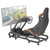 Heavy-duty racing wheel stand fully assembled with Logitech G29 and adjustable pedal mount on hardwood floor