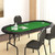 8-player green felt poker table with padded faux leather rail and built-in cup holders set up in a luxury man cave with ambient lighting