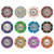 Color-coded The Mint poker chips organized by denomination for tournament play