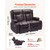 Power reclining loveseat in fully extended position with PU leather finish, dual footrests, and cup holders visible