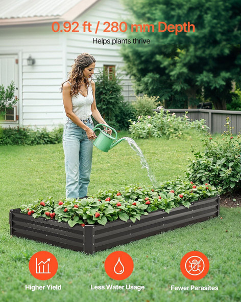 Metal Raised Garden Bed 8x4x1 ft Outdoor Galvanized Planter Box Dark Gray E415-JSFXZZC841FT6MVQ8V0