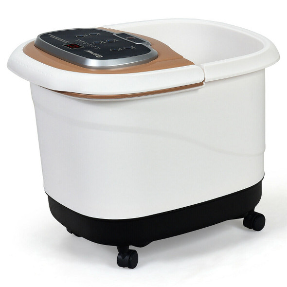 Portable All-In-One Heated Foot Bubble Spa Bath Motorized Massager-Coffee - Color: Brown D681-EP24368CF