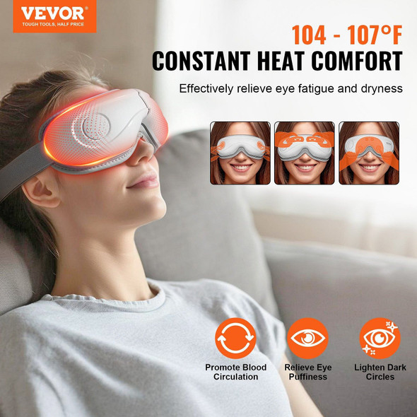 VEVOR Eye Massager with Heat & Remote Eye Care Device 5 Modes Bluetooth Music E415-YBAMQBSYK0000BBD3V9