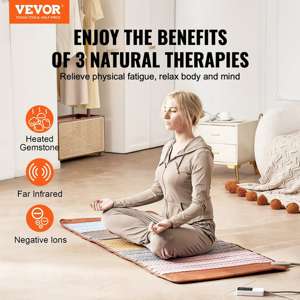 VEVOR Far Infrared Heating Pad 5 Natural Crystal Gemstone Mat with Negative Ions E415-DHZSJJRDL67WYJ8P8V1