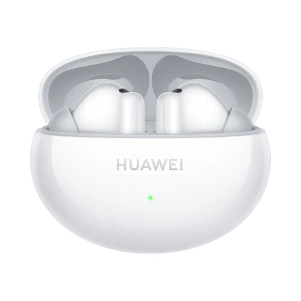Huawei FreeBuds 6i T0019 true wireless earbuds with charging case, front view, white color, compact design, Active Noise Cancellation 3.0 Huawei FreeBuds 6i T0019 true wireless earbuds with charging case, front view, white color, compact design, Active Noise Cancellation 3.0