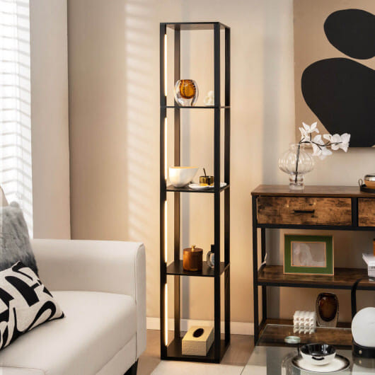 64 Inches Floor Lamp with 3-Level Dimmable LED Bulbs and Rotatable LED Poles-Walnut B593-EU10080US