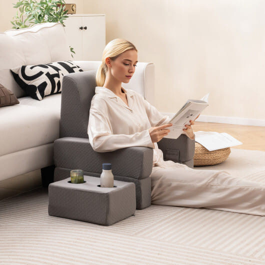 3-Piece Reading Pillow Set Extra Large Lap Desk with Coaster-Gray - Color: Gray D681-JV12606GR
