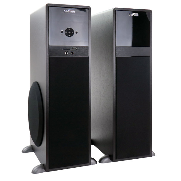 beFree Sound 2.1 Channel 80 Watt  Bluetooth Tower Speakers with Remote and Microphone D970-BFS-750