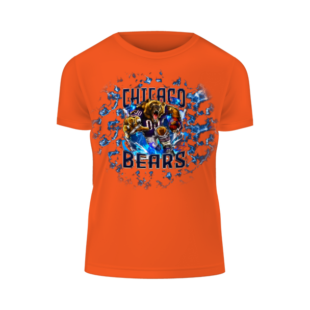 Chicago Bears bright orange t-shirt with electrified roaring bear and lightning strike artwork exclusive limited edition fan gear Chicago Bears bright orange t-shirt with electrified roaring bear and lightning strike artwork exclusive limited edition fan gear