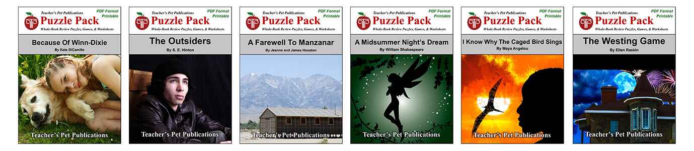 Puzzle Packs - Novel Review Games, Puzzles, & Worksheets