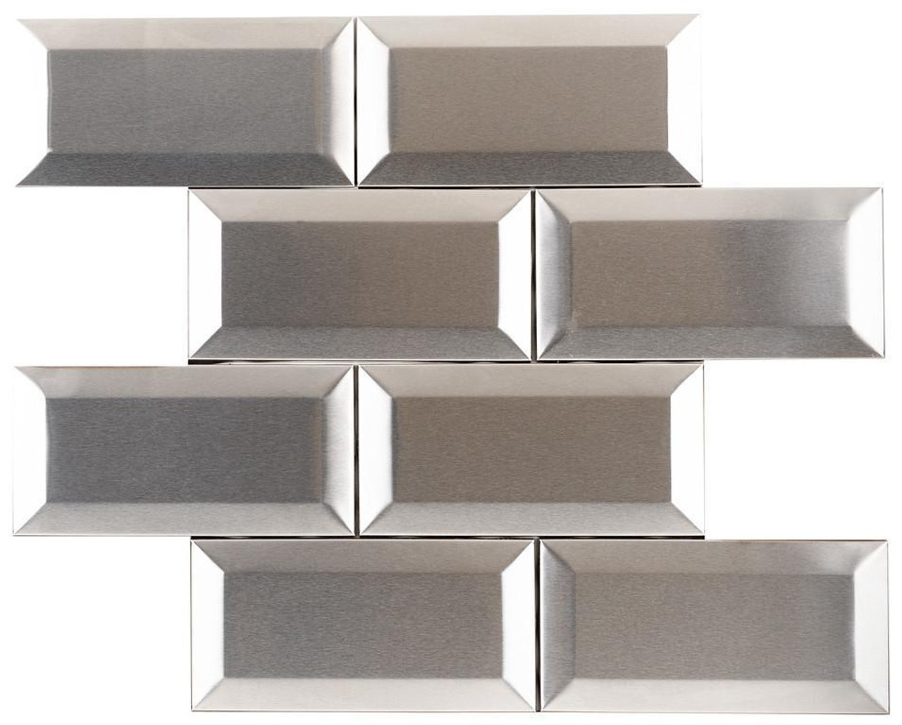 Stainless Steel Mosaic Tile 3 x 6 Bevel Subway 411-036