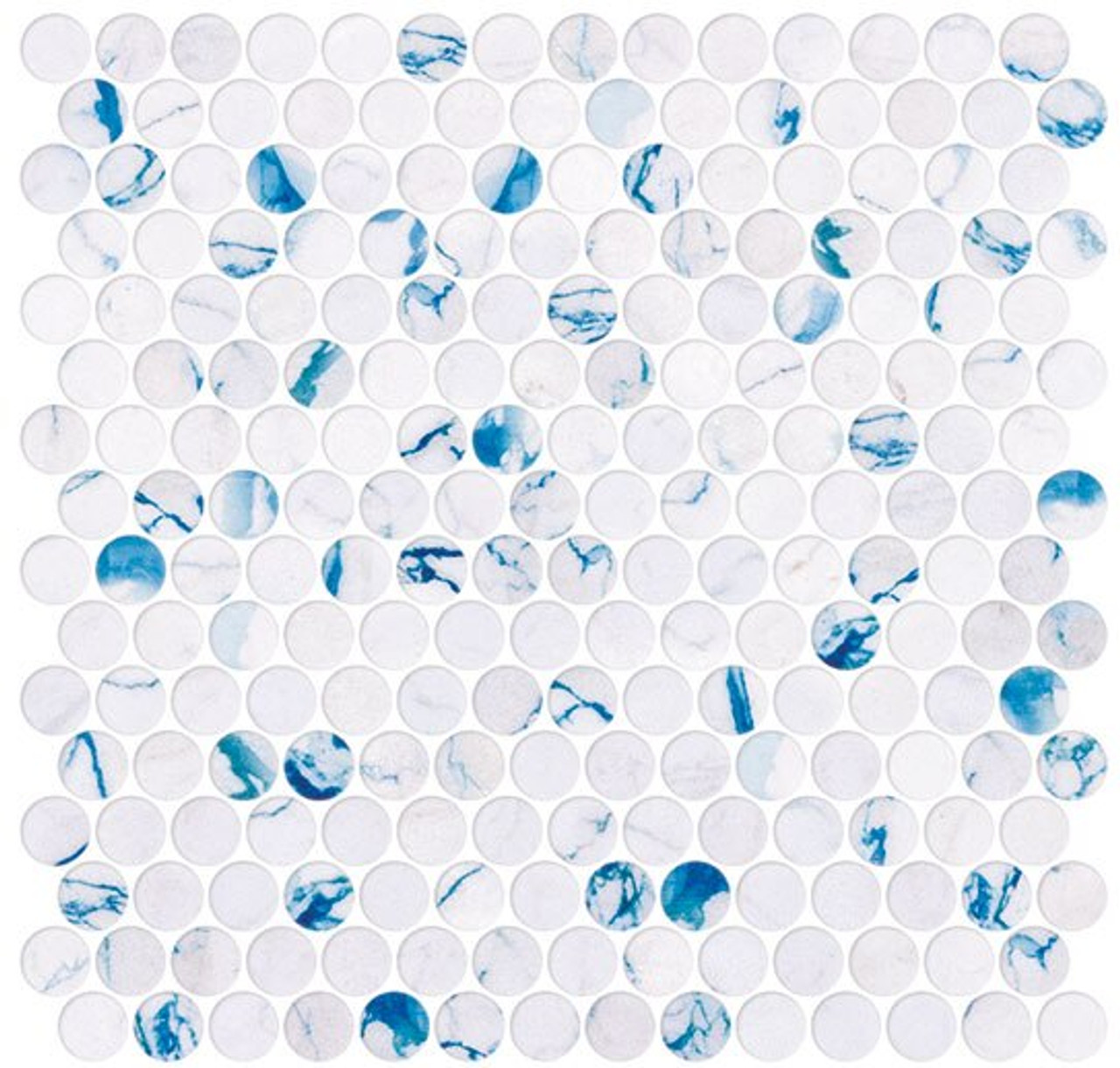 Bella Glass Tiles Carolina Dots Penny Round Mosaic Azul Chic CAR2013