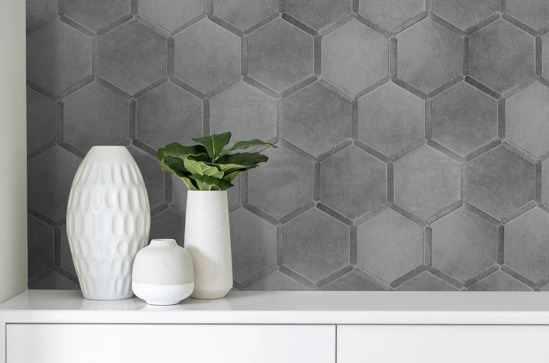 Serra Collection Romana Hex Matte 9x10 Porcelain Tile – Gray Hexagon