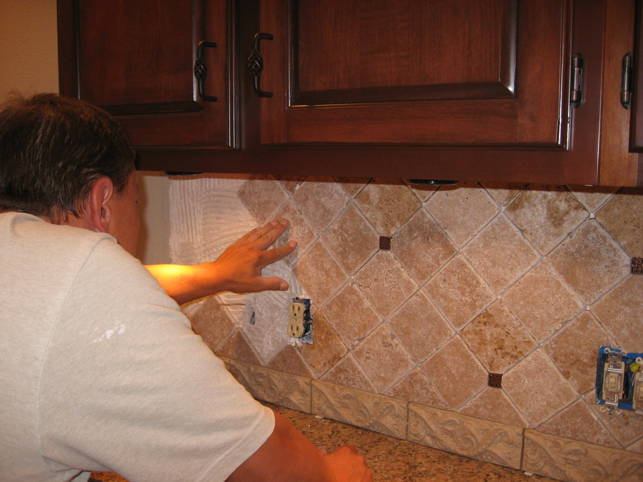 natural stone tile backsplash