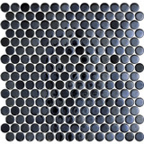 Bella Glass Tiles Hearth Palace Penny Round Opale Black HP1PROB