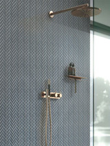 Mir Mosaic Cobblestone Glossy 1 x 3 herringbone mosaic HB-097 master shower wall tile