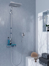 Mir Mosaic Gray Cloud Glossy 1 x 3 herringbone mosaic HB-092 shower wall tile idea