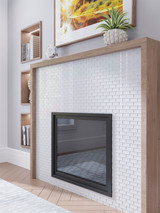 Mir Mosaic Mirage White BR-066 1 x 3 subway tile mosaic fireplace