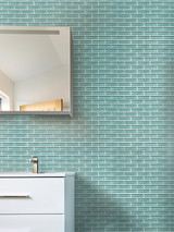 Mir Mosaic BR-041 Aqua 1 x 3 subway tile mosaic bathroom accent wall