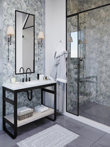 Cloud 9 CLA-12BL Blue Atlas Arabesque shower wall install Cloud 9 CLA-12BL Blue Atlas Arabesque shower wall install