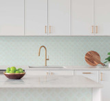 Onix Mosaico 2 x 2 Recycled Glass Tile HP22AC Azalea Cream kitchen backsplash tile install