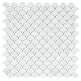 NB545 Fish Scale Carrara Polished Marble Mosaic 9 sheets together