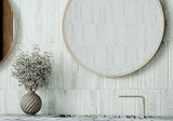 Irisa Collection IRA-1082 Cinisera rich green ceramic subway tile vanity backsplash installation