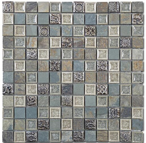 Bella Glass Tiles Tranquil Series 1 x 1 Methodical Grey