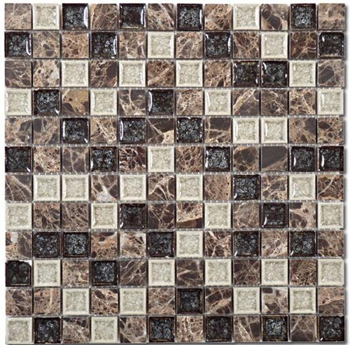 Bella Glass Tiles Tranquil Series 1 x 1 Chocolate Blend