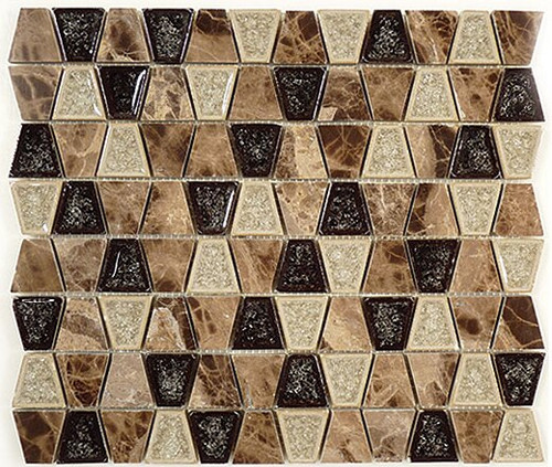 Bella Glass Tiles Tranquil Series Trapezoid Rocky Road
