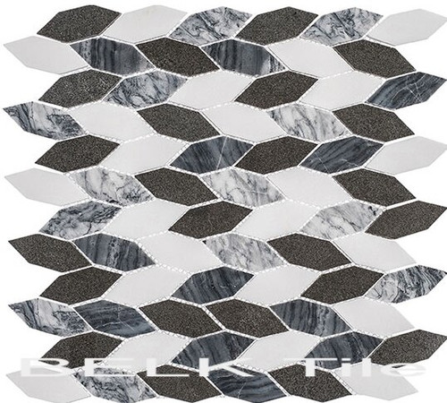 Bella Glass Tiles Colonial Series Long Hex Presidential Grey CLNL-280