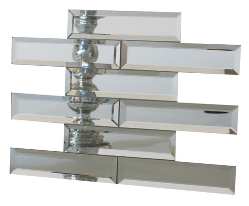 UBC Silver Finish Mirror Glass w/beveled edges 2 x 8 - 412-002