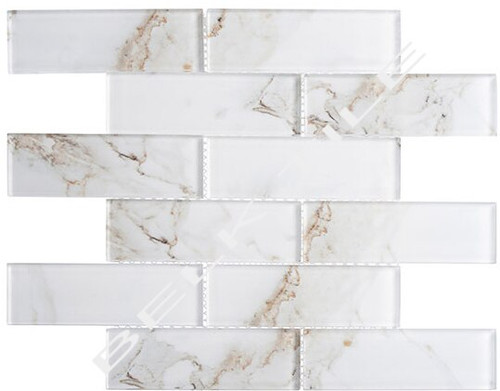 Bella Glass Tiles Michelangelo Basilica Lorenzo 2 x 6 Glass Subway Tile MCL-2162