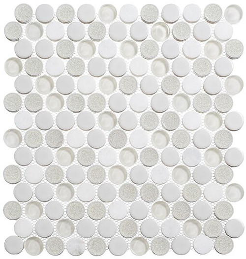 Bella Glass Tiles Ceremonial Penny Mosaic CRM-478 Festive Whites